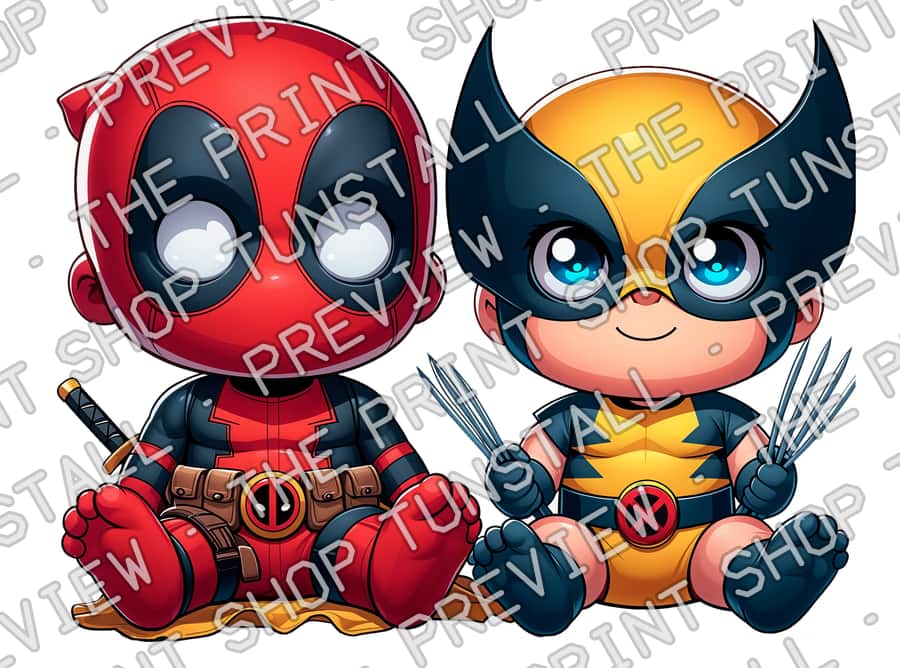Preview of Baby Deadpool And Wolverine PNG, Cute Baby Wolverine PNG, Cute Baby Deadpool PNG