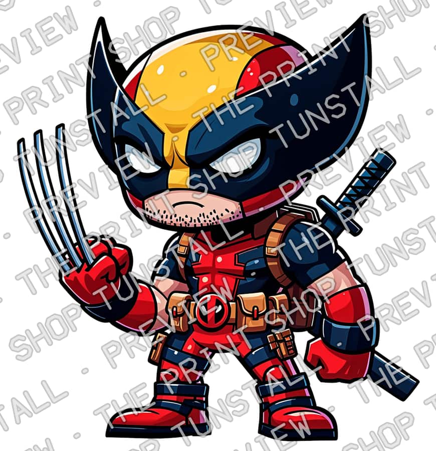Preview of Chibi Deadpool X Wolverine PNG, Cute Deadpool And Wolverine PNG