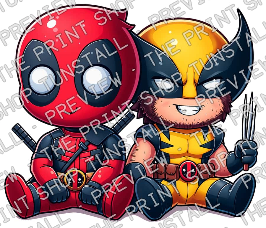 Preview of Baby Deadpool And Wolverine PNG, Cute Deadpool PNG, Cute Wolverine PNG