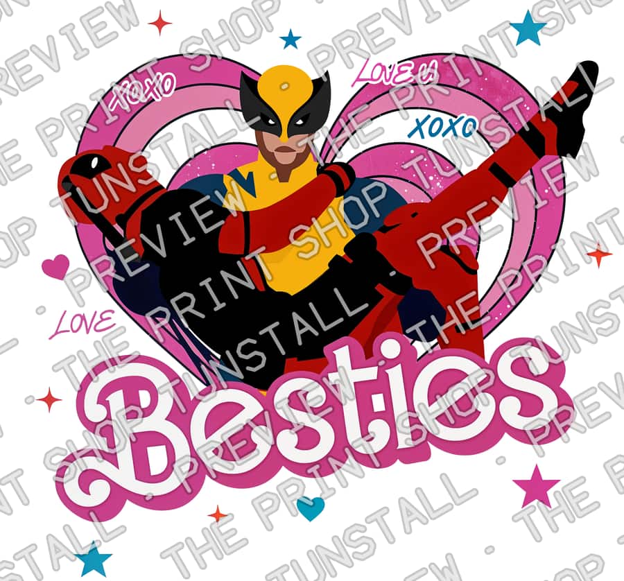 Preview of Besties Wolverine And Deadpool PNG, Deadpool Wolverine Meme PNG
