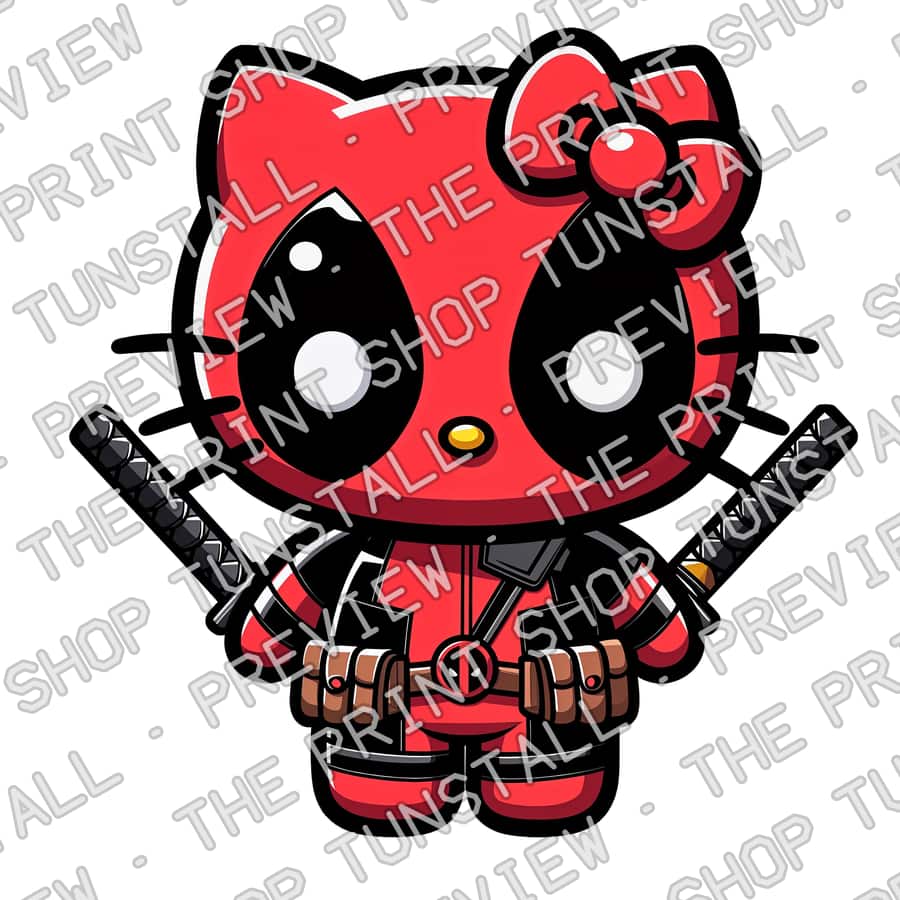Preview of Hello Kitty X Deadpool PNG, Dead Pool Hello Kitty PNG
