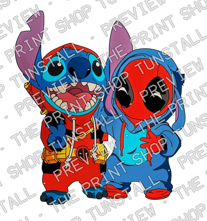 Preview of Stitch And Deadpool PNG, Deadpool Stitch Bestfriends PNG