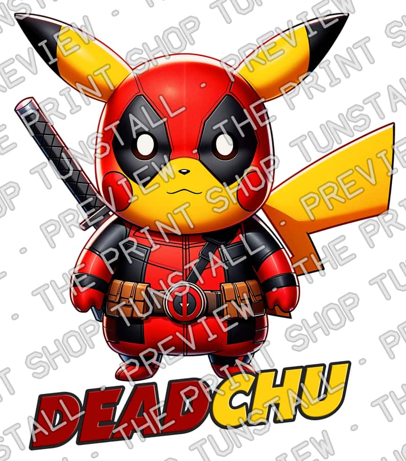 Preview of Pikachu Cosplay Deadpool PNG, Pikachu X Deadpool PNG